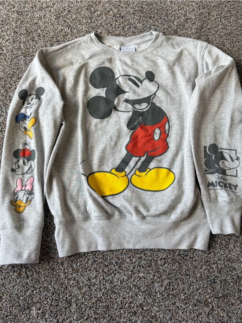 Disney Mickey Mouse Graphic Sweatshirt Gray Pullover Crewneck Adult Medium